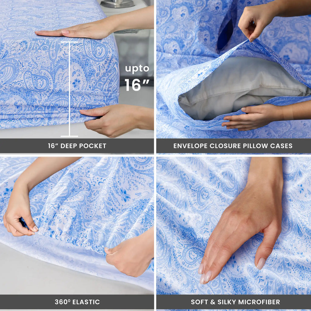 4-Piece Paisley Bed Sheet Set