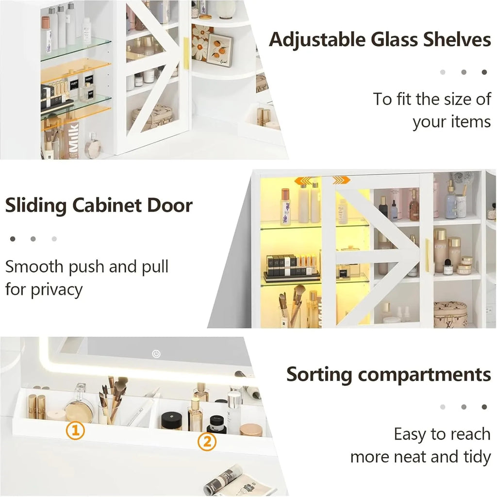 L-Shaped Corner Vanity LED Mirror