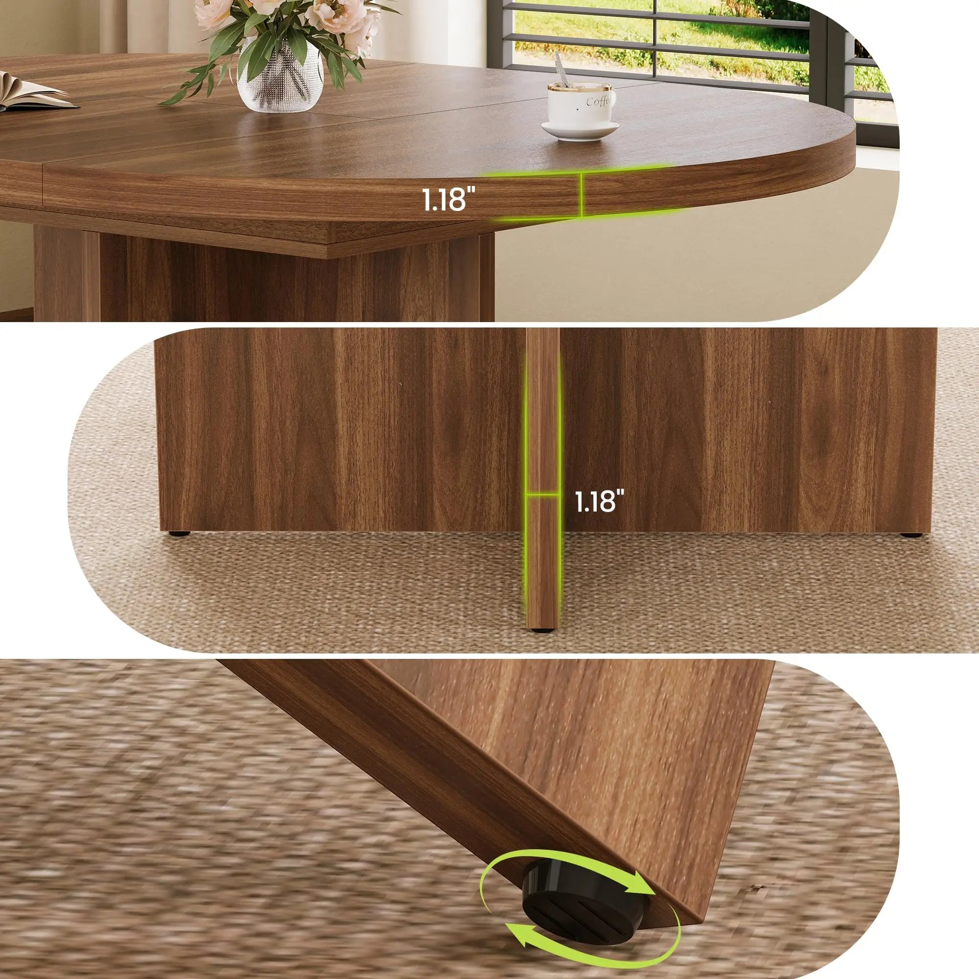 Extendable Round to Oval Dining Table