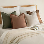 4 Neutral Linen Fringe Throw Pillows