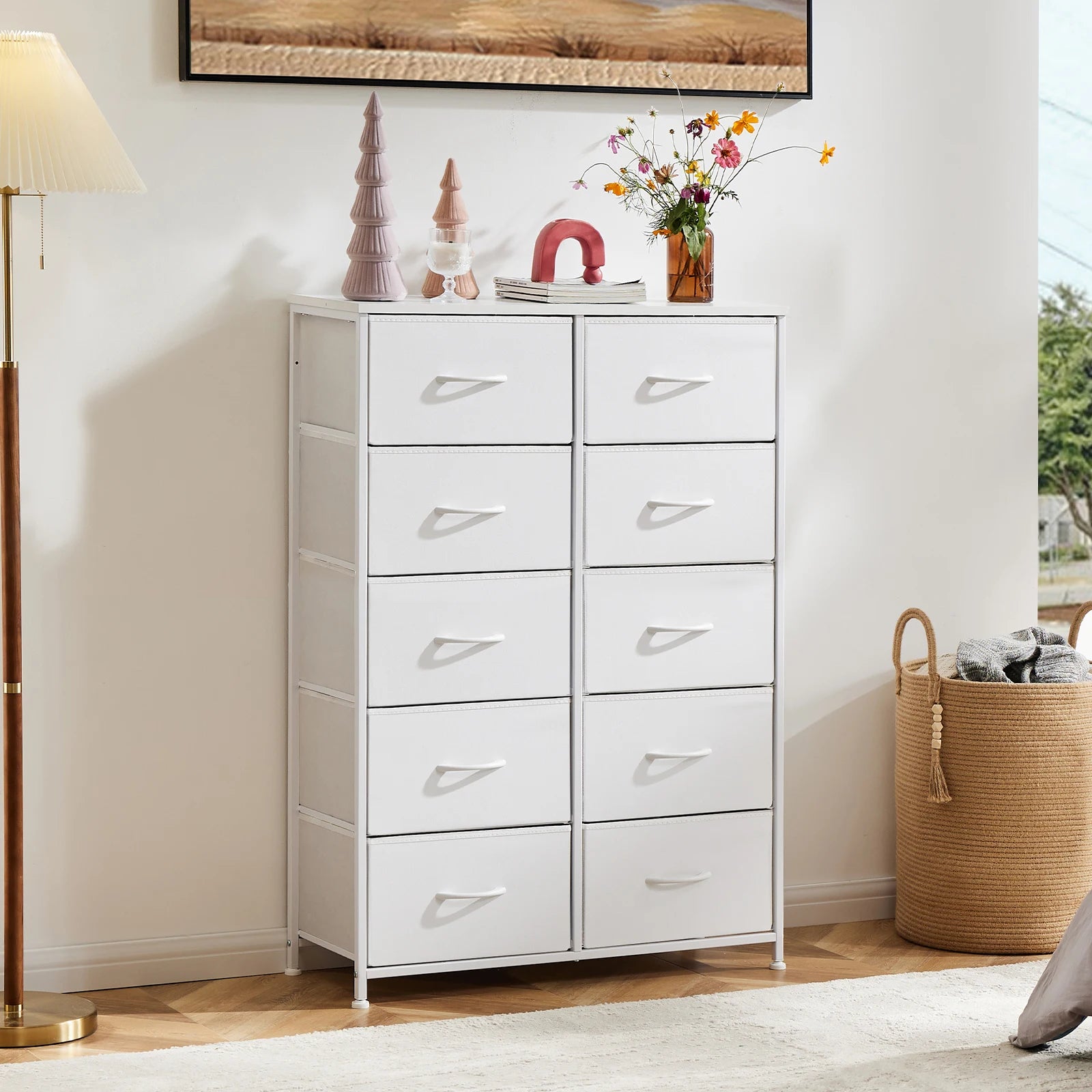 10 Fabric Drawers Nightstand