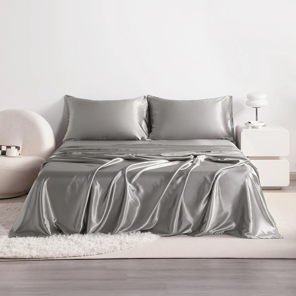 4pcs Cooling Satin Bed Sheet Set