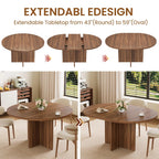 Extendable Round to Oval Dining Table