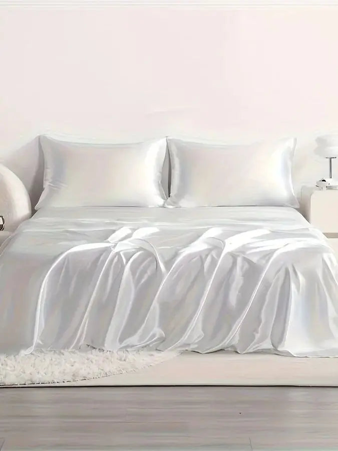 4pcs Cooling Satin Bed Sheet Set